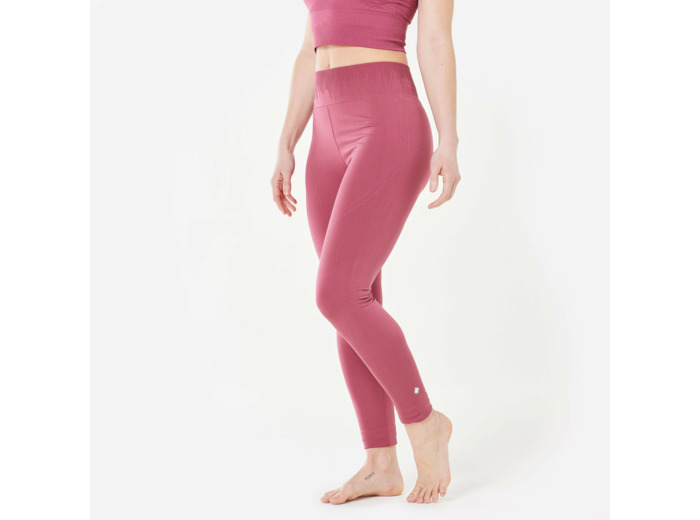 Legging long yoga effet seconde peau taille haute, rose cendré