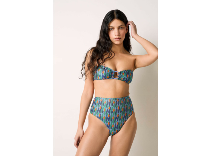 Culotte bikini taille haute bas de maillot pailleté