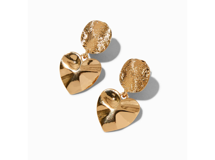 Pendantes à clip cœur et labyrinthe couleur dorée