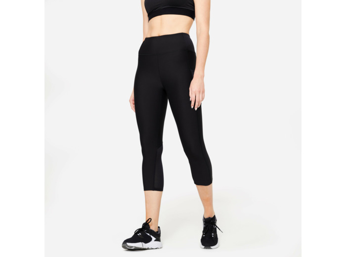 Legging court avec poche téléphone Fitness Cardio Femme Noir