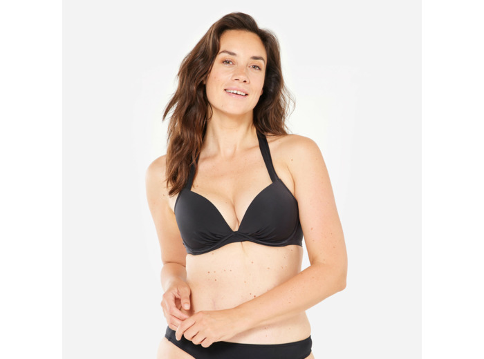 Haut de maillot de bain femme push up avec coques fixes ELENA NOIR