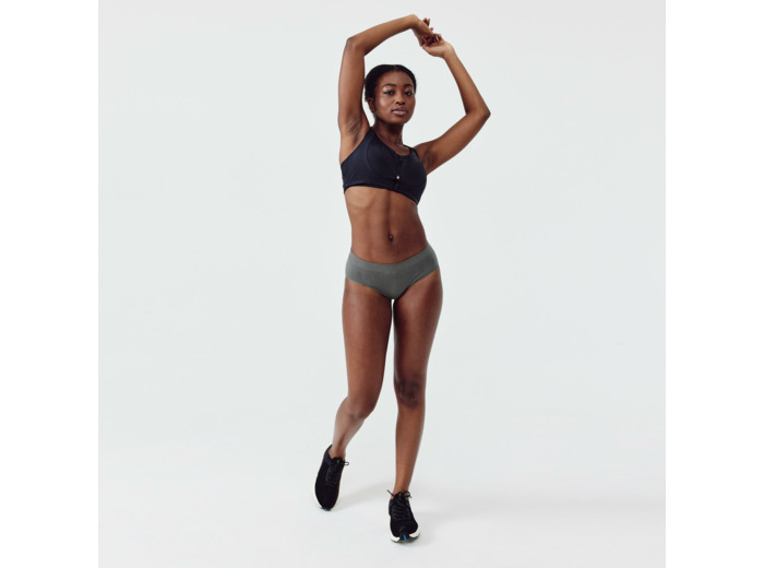 Brassière zippée double maintien fort Femme, Noir