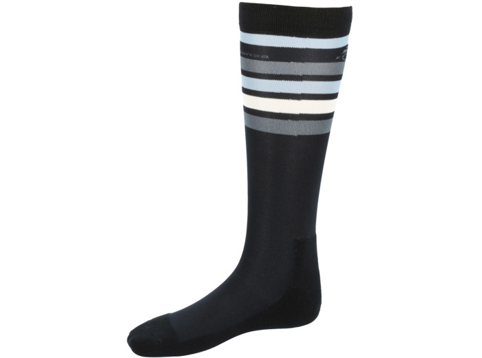 Chaussettes équitation adulte 100 noir rayures blanches et grises