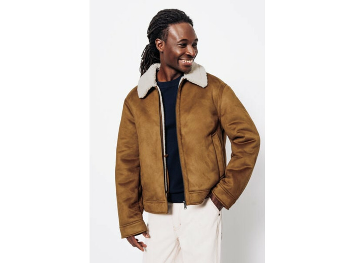 Blouson bombardier en sherpa - Camel