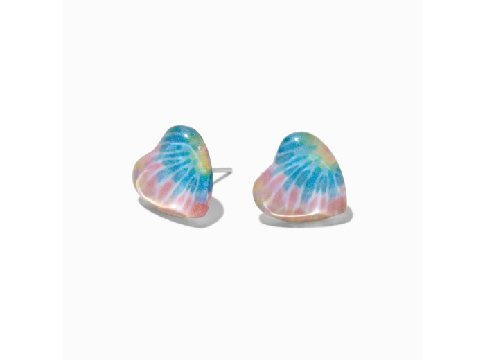 Clous d'oreilles cœur tie-dye