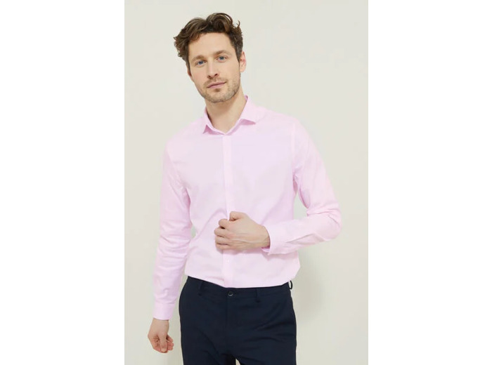Chemise sans repassage slim en coton - Rose pâle