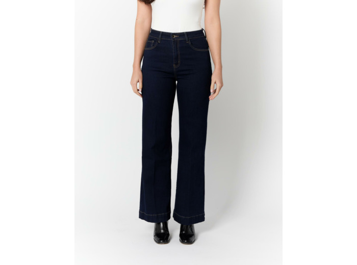 Jean long large MARINE Femme