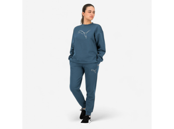 Sweat imprimé logo Puma femme - vert
