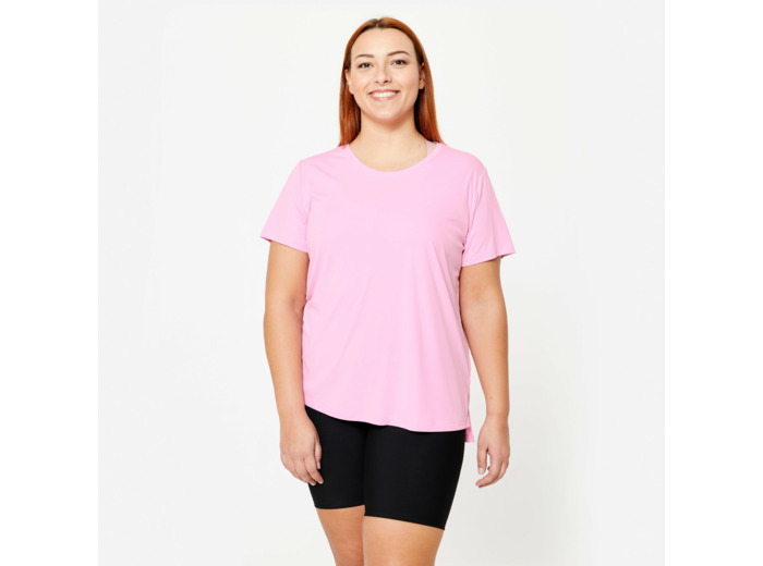 T-shirt manches courtes fitness cardio Plus Size femme Rose clair