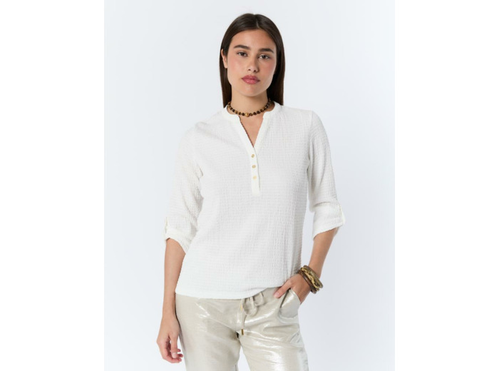 Top manches 3/4 uni BLANC Femme