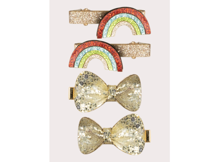 Lot de 4 barrettes dorées pour fille