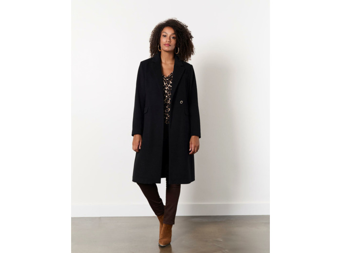 Manteau long uni NOIR Femme