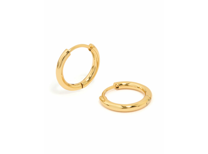 Waterproof Gold Plated Stainless Steel Core Clicker Earrings 14 MM