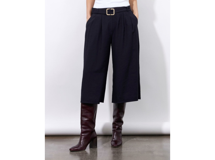Pantalon mi-long Jupe-culotte uni MARINE Femme