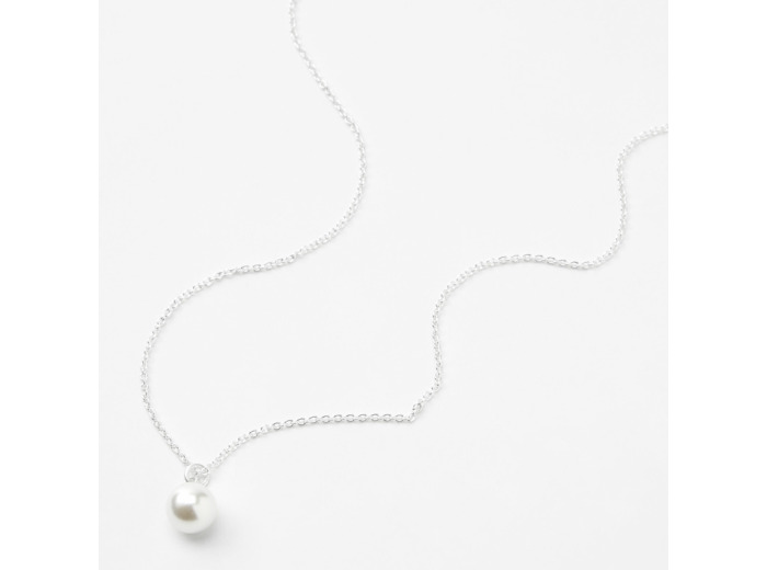Collier à pendentif perle d'imitation unique couleur argentée