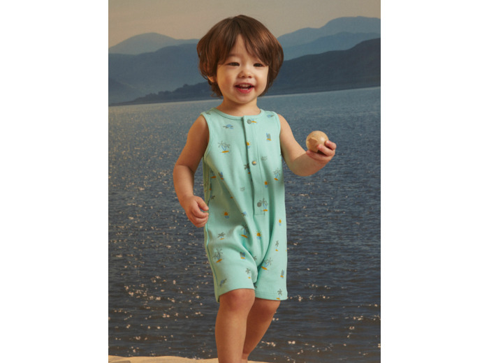 Combinaison sans manches turquoise à imprimé à rayures