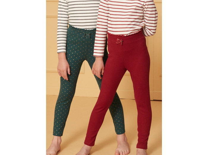 Lot de 2 leggings vert et rouge