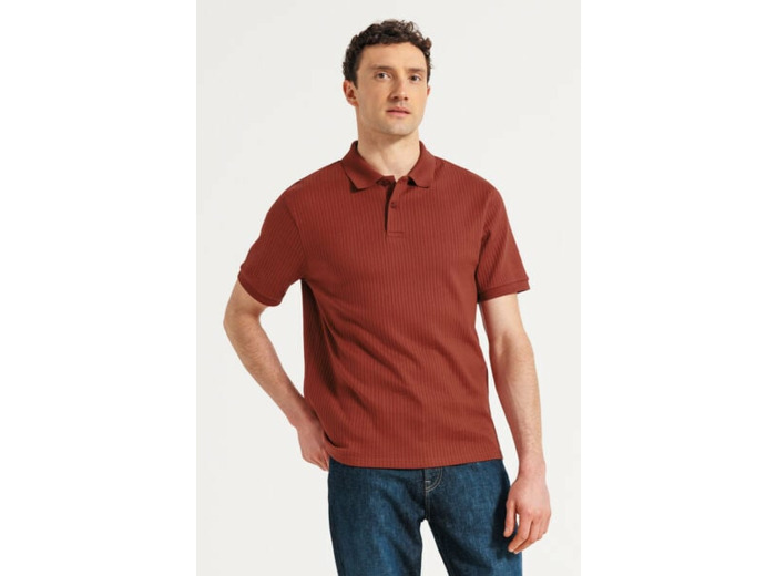 Polo manches courtes texturé - Bordeaux
