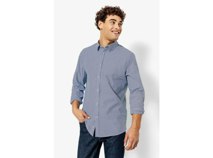 Chemise en coton rayée - Bleu foncé