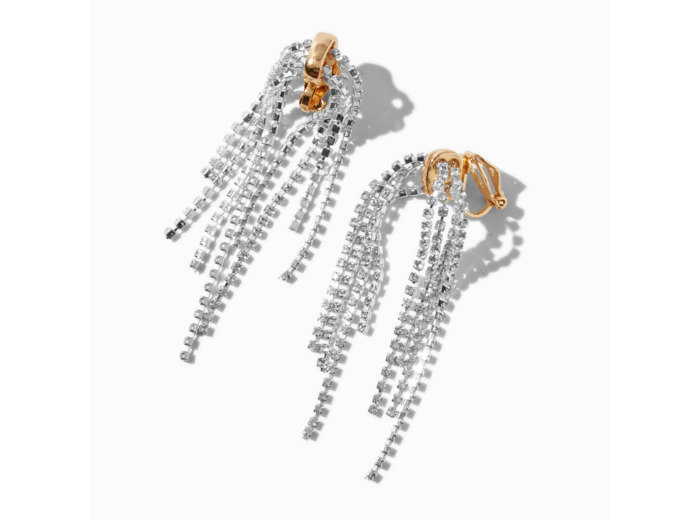 Pendantes à clip franges strass en métaux mixtes