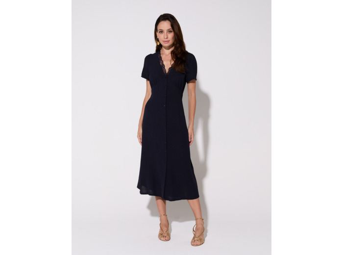 Robe midi unie MARINE