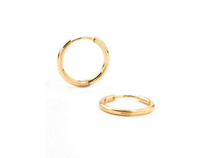 Gold Plated Stainless Steel Thin Clicker Hoop Earrings 18mm