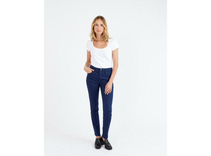 Pantalon long slim taille haute uni MARINE Femme