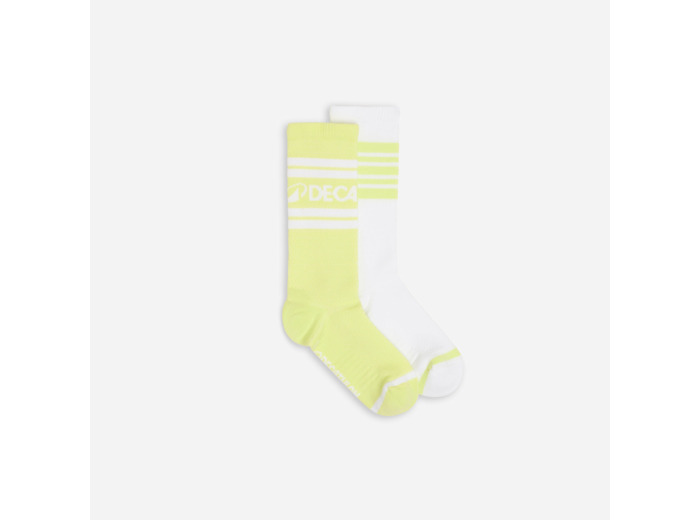 Chaussettes mi-mollet, jaune et blanc, lot de 2