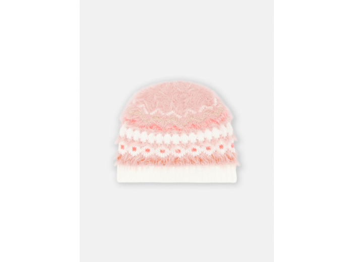 Bonnet rose à motif jacquard pour fille