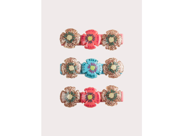 Lot de 3 barrettes fleuries pour fille