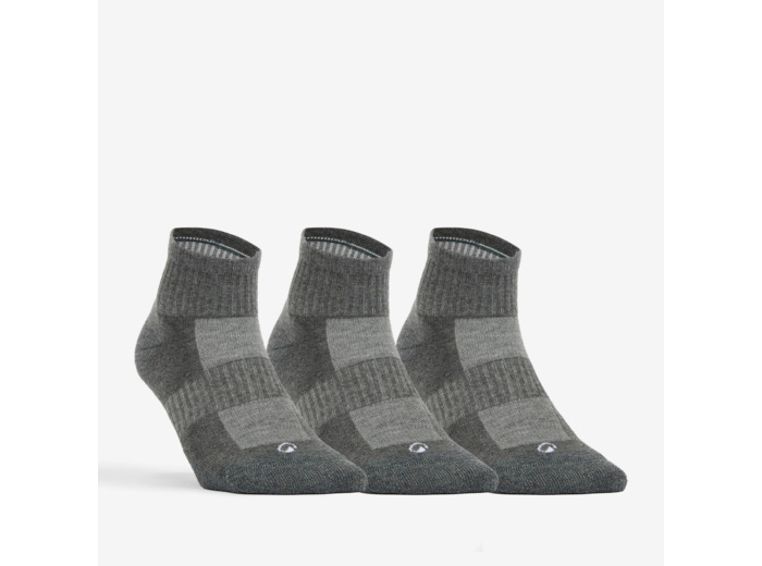 CHAUSSETTES DE TENNIS MI-HAUTES DECATHLON RS 500 GRIS LOT DE 3