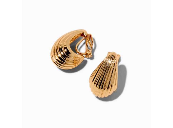 Boucles d'oreilles à clip texturées en forme de goutte couleur dorée