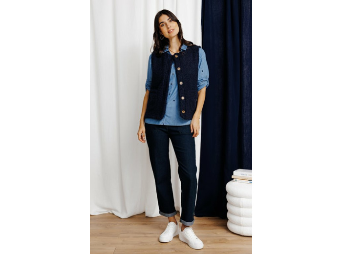 Pantalon jogging denim avec revers