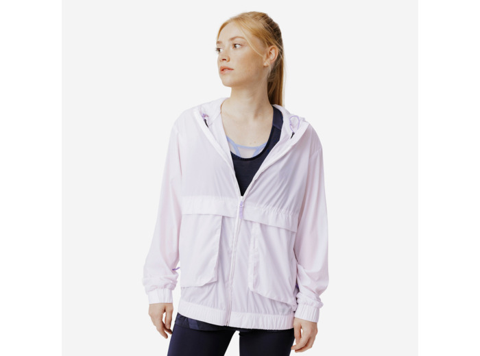 Veste coupe-vent de running Femme - KIPRUN Run 500 Wind Lilas pastel