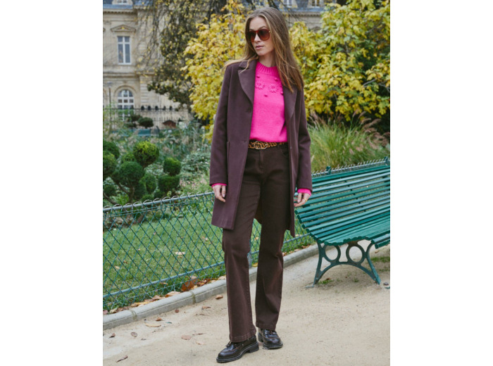Manteau uni MARRON Femme