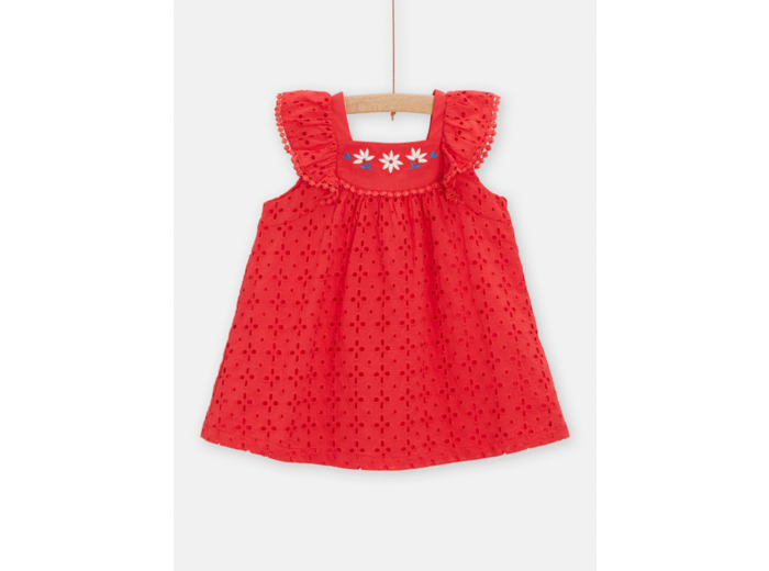 Robe rouge brodée pour bébé fille