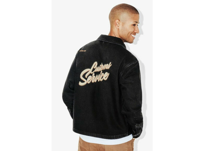 Surchemise en denim brodée - Noir