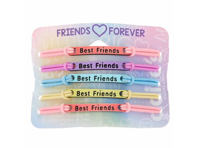 Bracelets d’amitié élastiques plaque pastel - Lot de 5