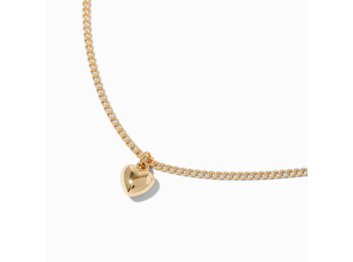Collier à pendentif petit cœur bombé couleur dorée
