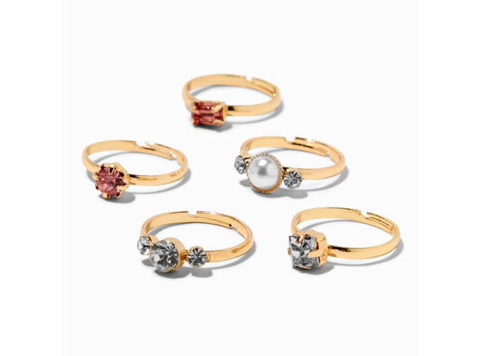 Bagues couleur dorée pour occasion spéciale Claire's Club - Lot de 5