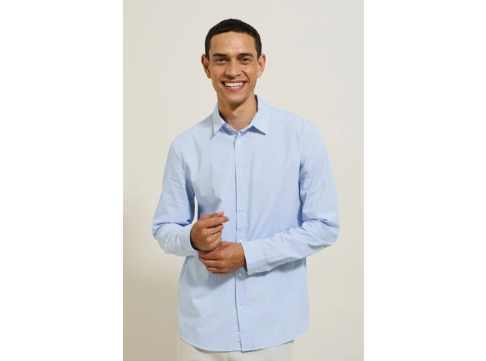 Chemise en coton rayée - Bleu clair