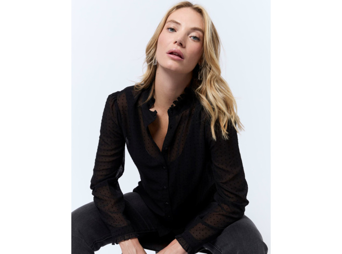 Chemisier manches longues uni NOIR Femme
