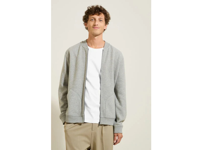 Sweat en maille zippé - Gris moyen