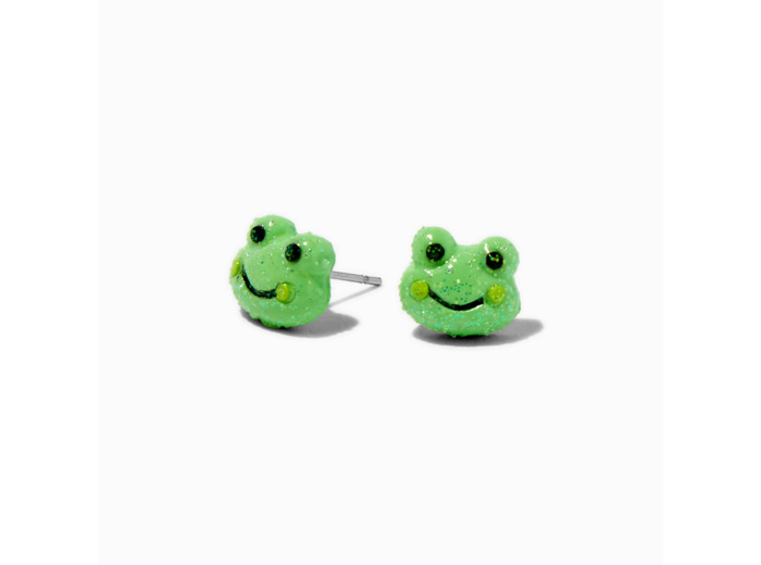 Clous d’oreilles tête de grenouille verts
