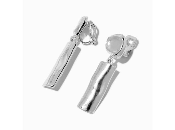 Pendantes à clip 5 cm martelées couleur argentée