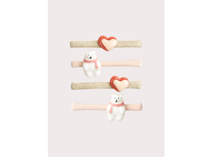 Lot de 4 élastiques petits ours pour fille