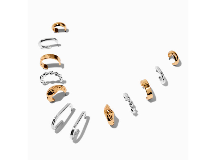 Boucles d’oreilles superposables en métaux mixtes - Lot de 6