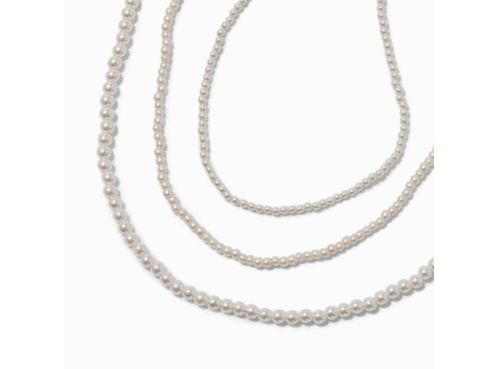 Collier multi-rangs perle d'imitation rose tendre