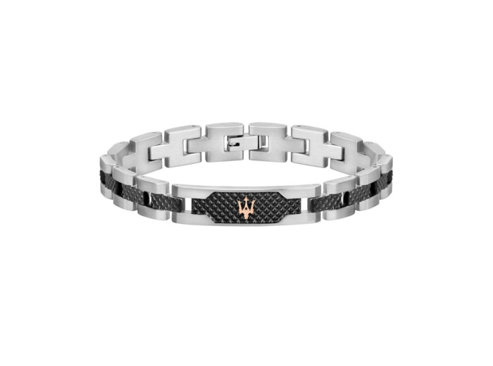 Bracelet Homme Steel Argenté, Noir