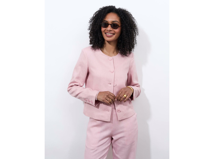 veste chemise unie ROSE PALE Femme